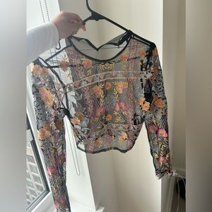 House of Harlow x Revolve Sheer Floral Top